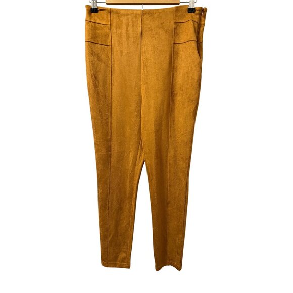 Bleu Womens Mustard Yellow Faux Suede High-Waisted Pants Size S. NWT - Picture 2 of 12